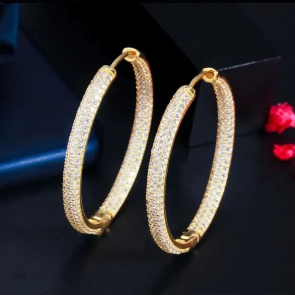 Gold Diamond Hoop Earrings